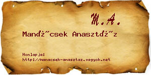 Manácsek Anasztáz névjegykártya